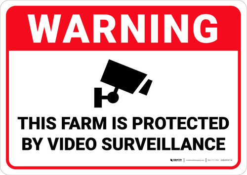 Warning: Farm Is Protected By Video Surveillance - Wall Sign