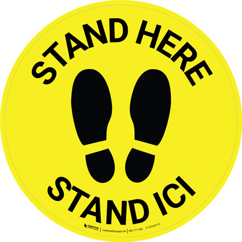 Stand Ici Bilingue De-Chaussée Signe