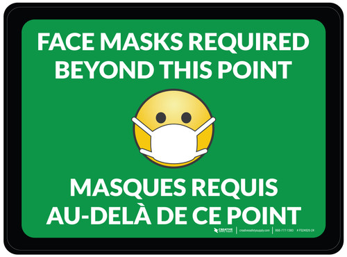 Masques Requis au-Delà de Ce Point Bilingue avec Masque Emoji - de-Chaussée Signe