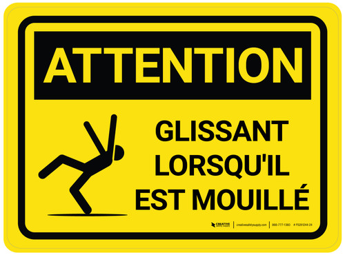 Attention - Glissant Lorsqu'il est Mouillé De-Chaussée Signe