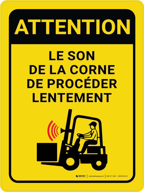 Attention: Le Son De La Corne - De Procéder Lentement (Caution: Sound Horn - Proceed Slowly) French Portrait - Wall Sign