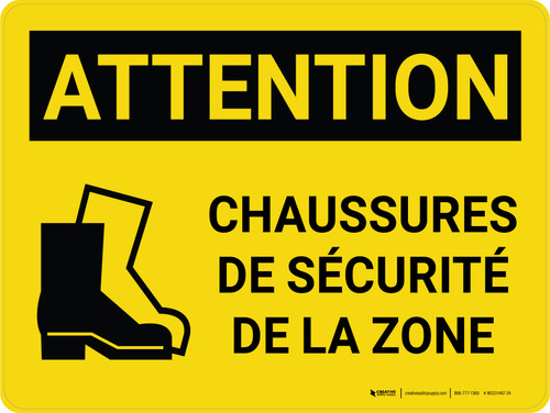 Attention: Les Chaussures De Sécurité De La Zone (Caution: Safety Shoes Area) French Landscape - Wall Sign