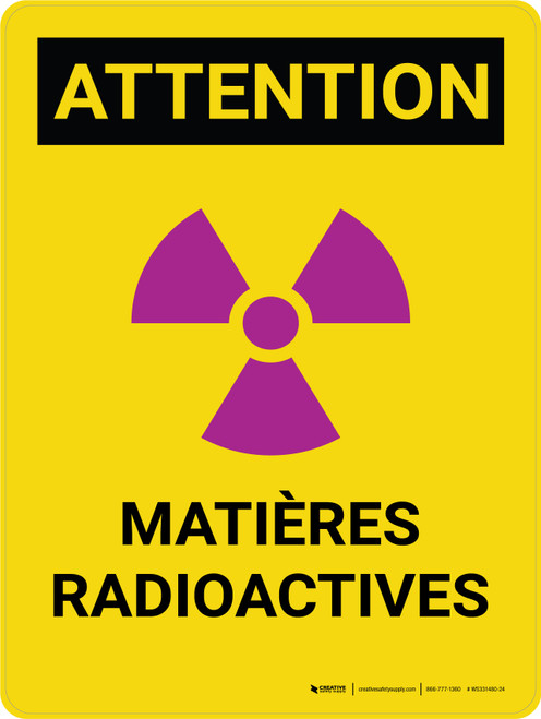 Attention: Matières Radioactives (Caution: Radioactive Materials) French Landscape - Wall Sign