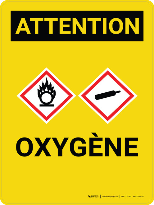 Attention: L'Oxygène (Caution: Oxygen) French Portrait - Wall Sign