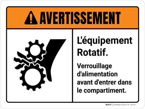Avertissement: le Déplacement des Chariots élévateurs Pas de Piétons au-Delà de Ce Point (Warning: Moving Forklifts No Pedestrians Beyond This Point ANSI) French Portrait - Wall Sign