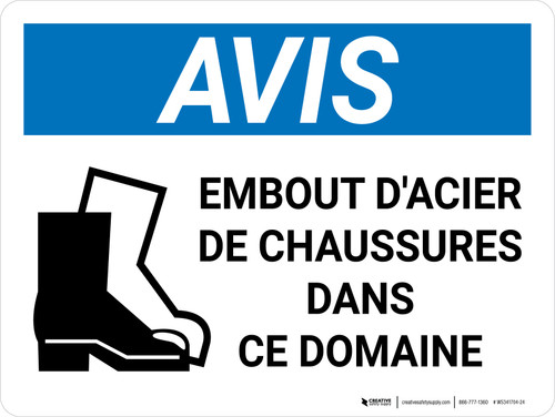 Notice: embout d'Acier de Chaussures dans Ce Domaine (Notice: Steel Toe Shoes Required in This Area) French Landscape - Wall Sign