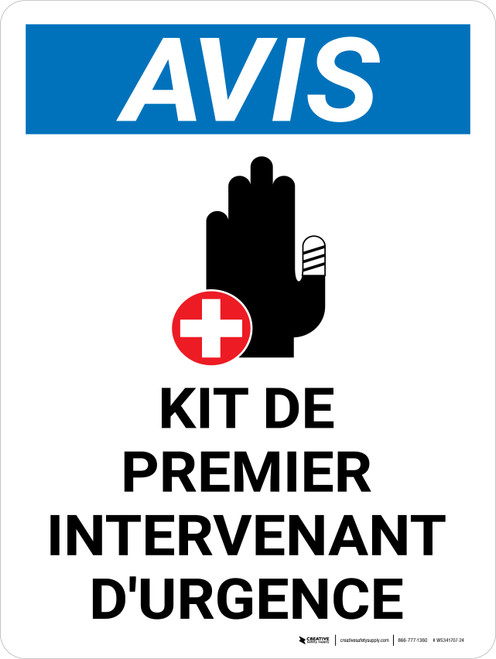 Notice: Kit De Premier Interventant D'urgence (Notice: Emergency First Responder Kit) French Portrait - Wall Sign