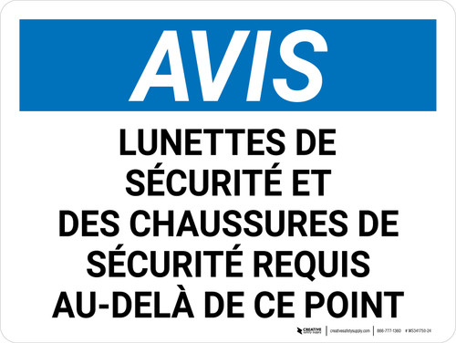 Notice: Lunettes De Sécurité De Chaussures (Notice: Shoes Safety Glasses) French Landscape - Wall Sign
