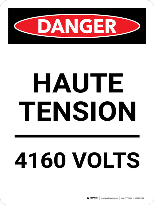 Haute Tension 4160 Volts (High Voltage 4160 Volts) Portrait French - Wall Sign