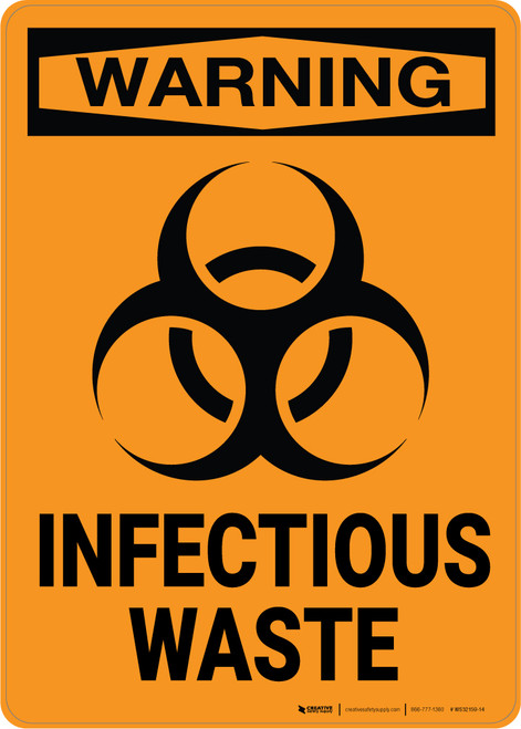 Warning: Biohazard Infectious Waste - Wall Sign
