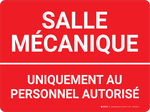 Salle Mécanique (Mechanical Room) Landscape French - Wall Sign