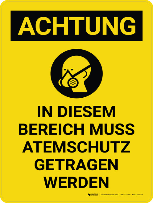 Warnschild „Atemschutz Tragen“ – Personalisiert, 20x30 Cm, Blech, Retro Design, Für Innen/Außen
