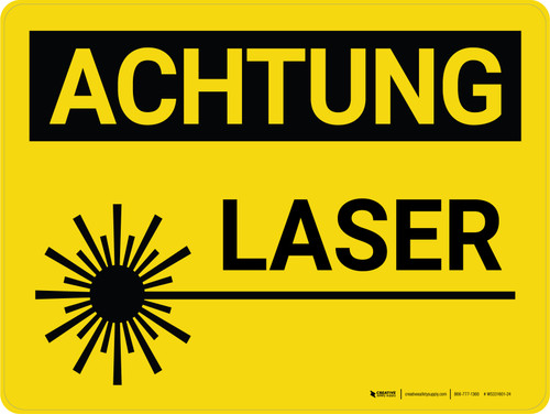 Achtung - Laser (Caution - Laser) Landscape German - Wall Sign