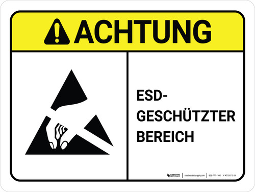 ESD-geschützter Bereich (ESD Protected Area) Landscape German - Wall Sign