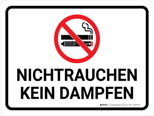 Nichtrauchen Kein Dampfen (No Smoking No Vaping) German - Wall Sign