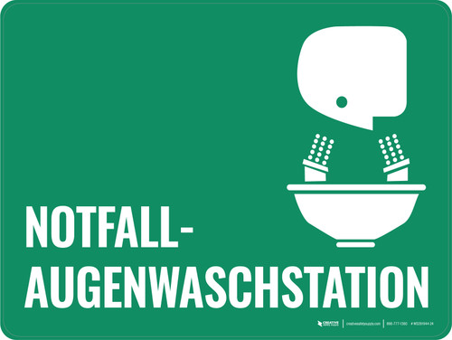 Notfall-Augenwaschstation (Emergency Eyewash Station) German - Wall Sign