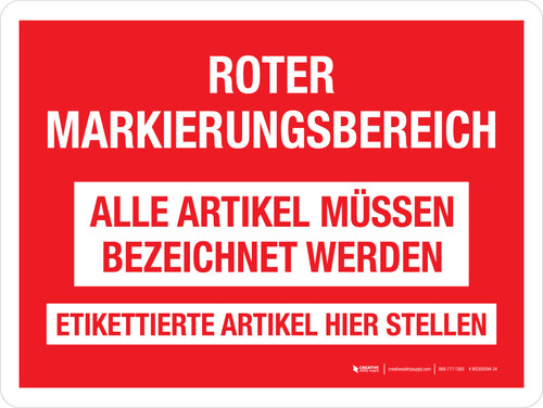 Roter Markierungsbereich (Red Tag Area) German - Wall Sign