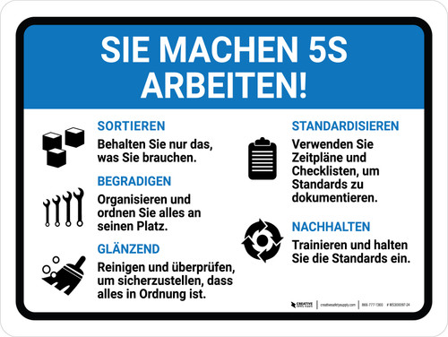 Sie machen 5S Arbeiten (You Make 5S Work) German - Wall Sign