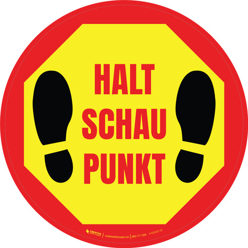Halt Schau Punkt (Stop Look Point) Circular German - Floor Sign