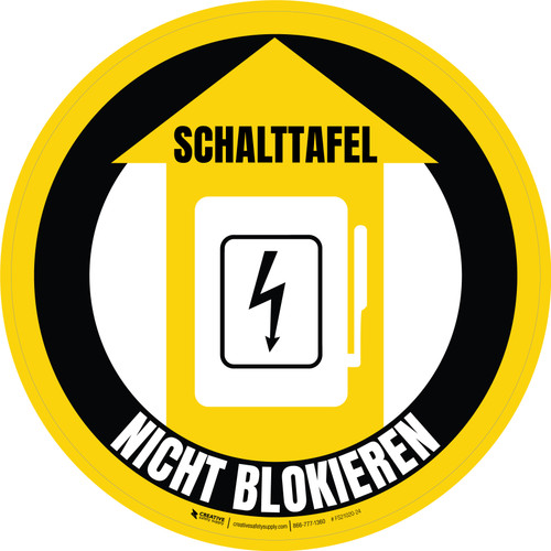 Schalttafel Nicht Blockieren (Electrical Panel Do Not Block) Yellow Circular German - Floor Sign