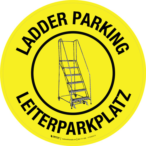 Leiterparkplatz (Ladder Parking) Bilingual Circular German - Floor Sign