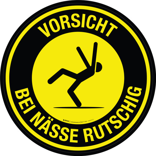 Bei Nässe rutschig (Slippery When Wet) Circular German - Floor Sign