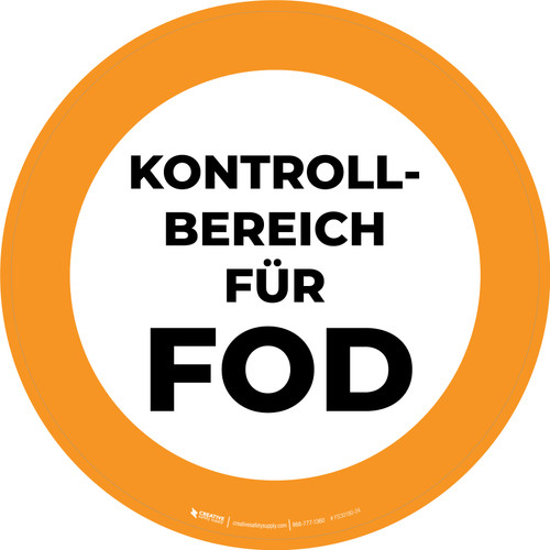 FOD-Kontrollbereich (FOD Control Area) Circular German - Floor Sign