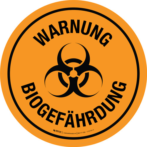 Warnung Biogefährdung (Warning Biohazard) Circular German - Floor Sign