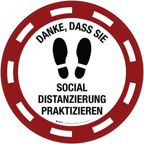 Danke, dass Sie soziale Distanzierung Praktizieren (Thanks for Practicing Social Distancing) Casino Circular German - Floor Sign
