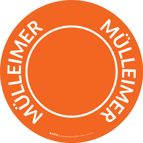 Mülleimer (Trash Can) Orange Circular German - Floor Sign