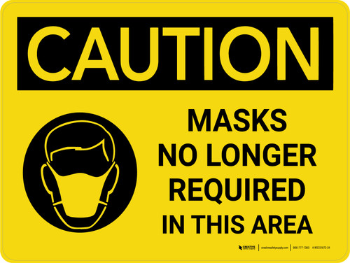 Caution: Mask No Longer Required In This Area Landscape - Wall Sign