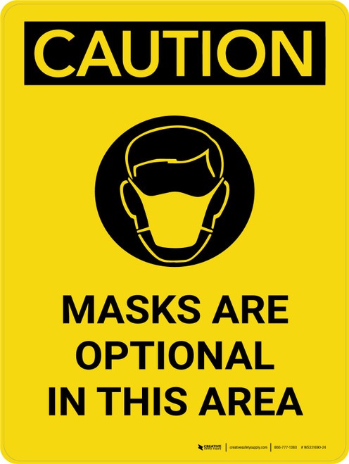 Caution: Mask Are Optional In This Area Portrait - Wall Sign
