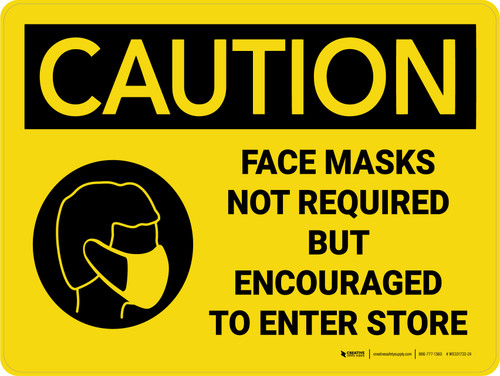 Caution: Face Masks Not Required To Enter Store Landscape - Wall Sign