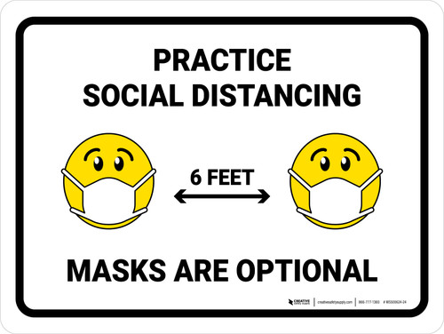 Practice Social Distancing With Emoji Landscape - Wall Sign