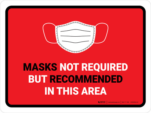 Face Masks Not Required In This Area Red Landscape - Wall Sign