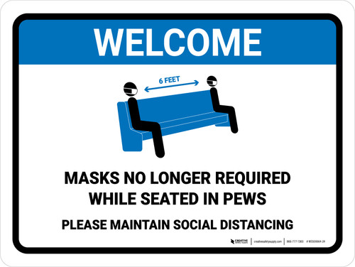 Masks No Longer Required Pew V2 Landscape - Wall Sign
