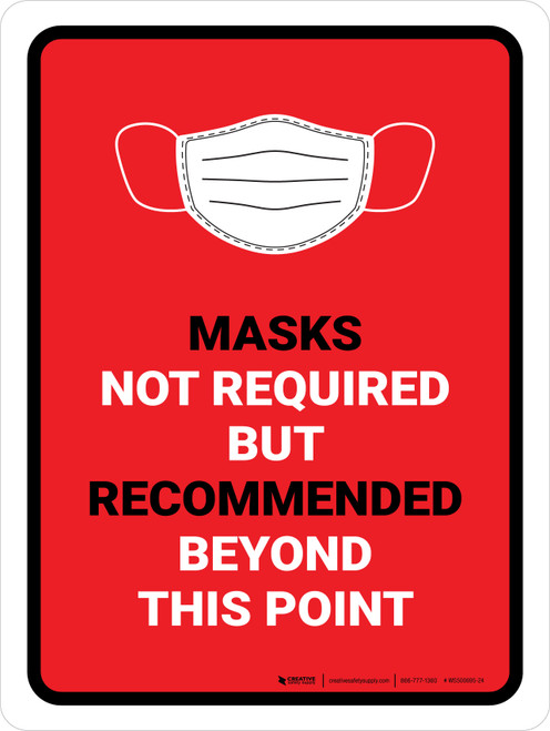 Face Masks Not Required Beyond This Point Red Portrait - Wall Sign