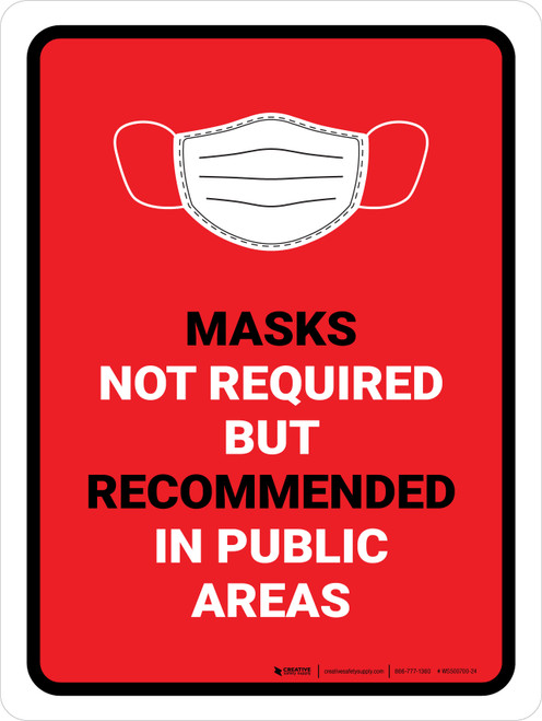 Face Masks Not Required In Public Red Portrait - Wall Sign