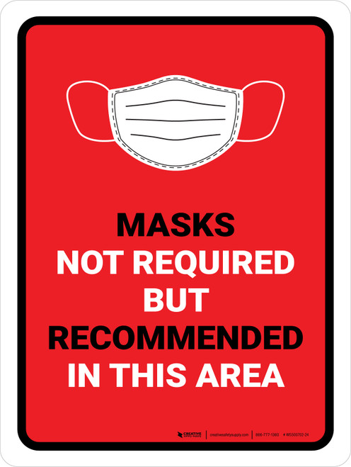 Face Masks Not Required In This Area Red Portrait - Wall Sign