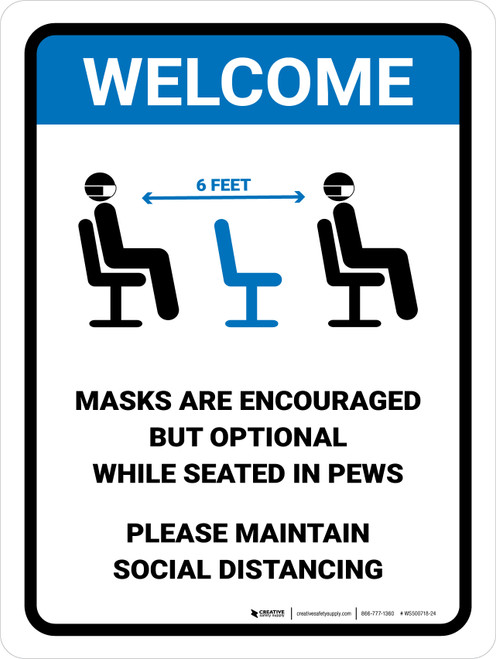 Masks Are Encouraged But Optional Pew V1 Portrait - Wall Sign