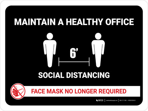Maintain A Healthy Office Mask No Longer Landscape - Wall Sign