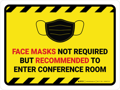 Hazard Face Mask Not Required But Recommended To Enter Conference Landscape - Wall Sign