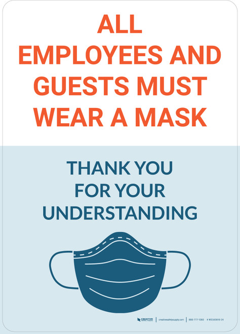 All Employees And Guests Must Wear a Mask with Icon Portrait - Wall Sign