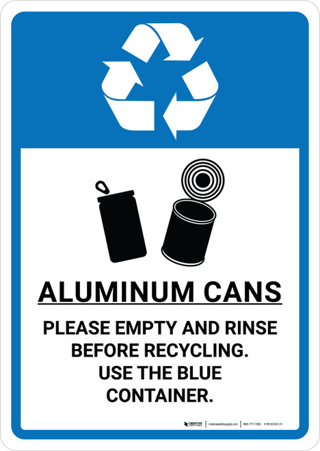 Aluminum Cans - Please Empty Rinse Before Recycling Portrait - Wall Sign