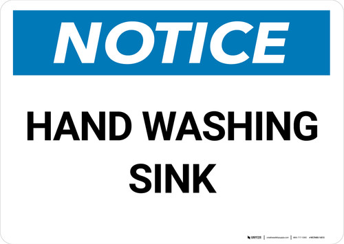 Notice: Hand Washing Sink Landscape - Wall Sign