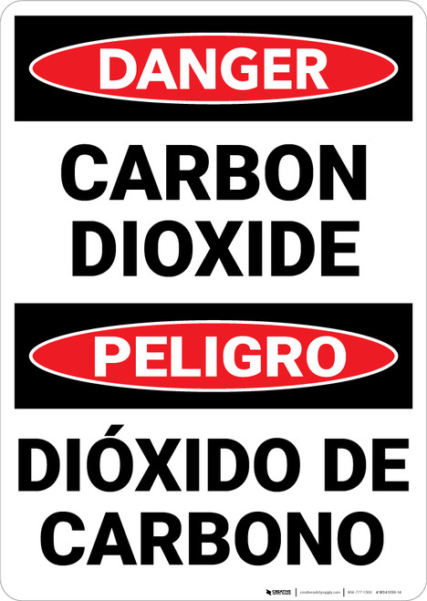 Danger: Carbon Dioxide Bilingual Spanish - Wall Sign