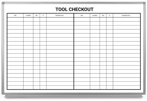 Tool Checkout Dry Erase Board