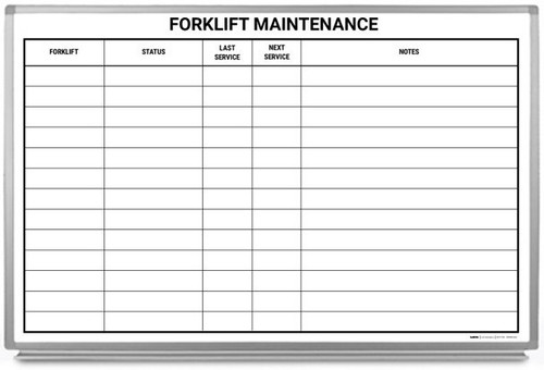 Forklift Maintenance Dry Erase Board