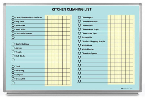 Kitchen Cleaning List Dry Erase Board