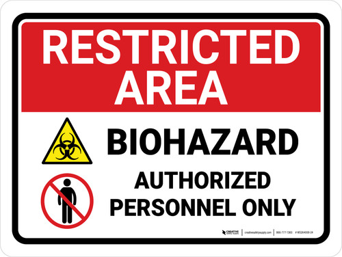 Restricted Area: Biohazard with Icon Landscape - Wall Sign
